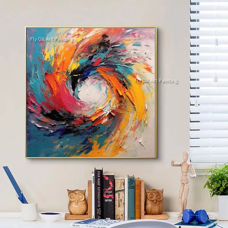 

Colorful Circle Oil Painting Spiral Style Abstract Canvas Painting Modern Colorful Wall Art For Home Office Decorative Artwork