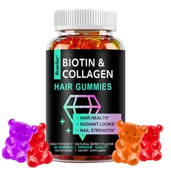 Bcuelov Biotin, Collagen Gummies - Vitamin Supplement for Hair, Nails, Skin & Joints - 60 Cute Bears