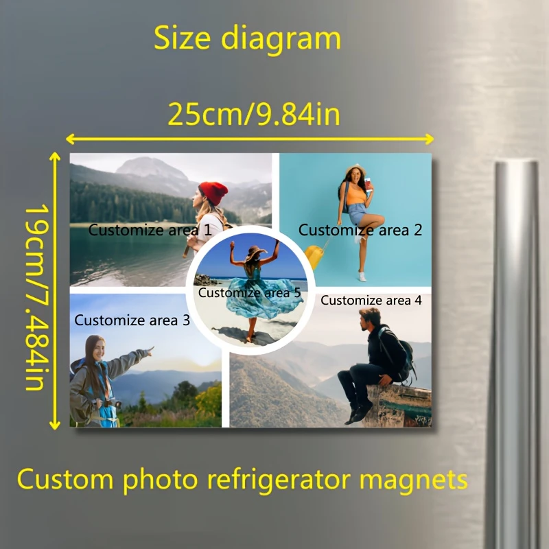 Custom 5 Photos Refrigerator Photo Tile Magnet Personalized Family Memory Heartfelt Sentimental Gift For Mom