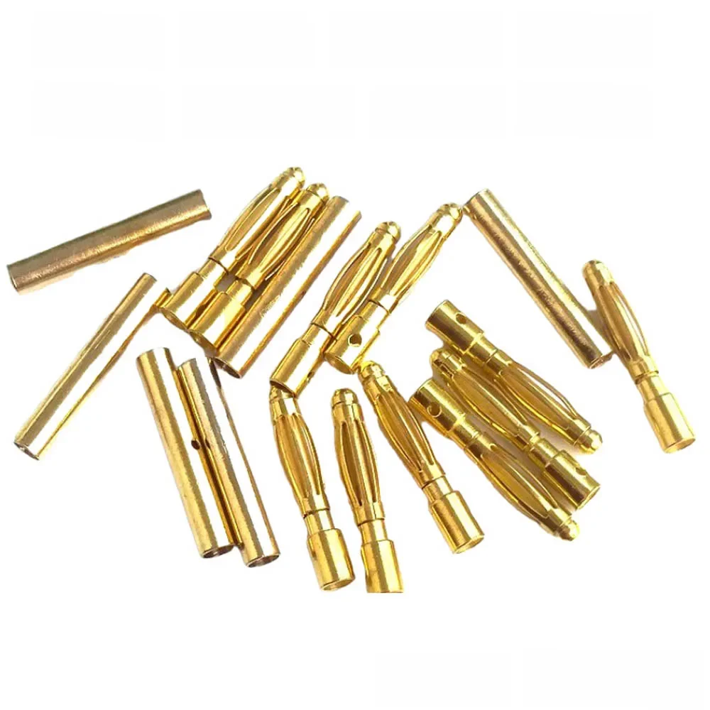 Connecteur de balle de moteur sans balais en cuivre plaqué or, fiche banane pour batterie ESC, vente en gros, 2mm 3mm 3.5mm 4mm 5mm 5.5mm 6mm 8mm