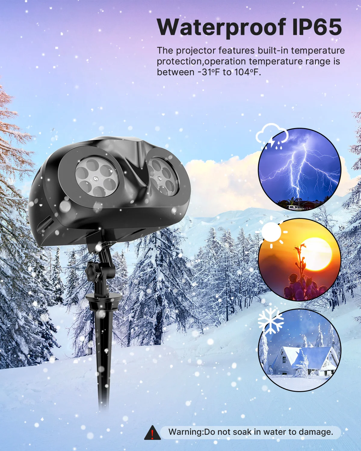 Luces de proyector de Navidad al aire libre, proyector de copo de nieve LED luces de Navidad con lámpara de proyección giratoria remota, impermeable