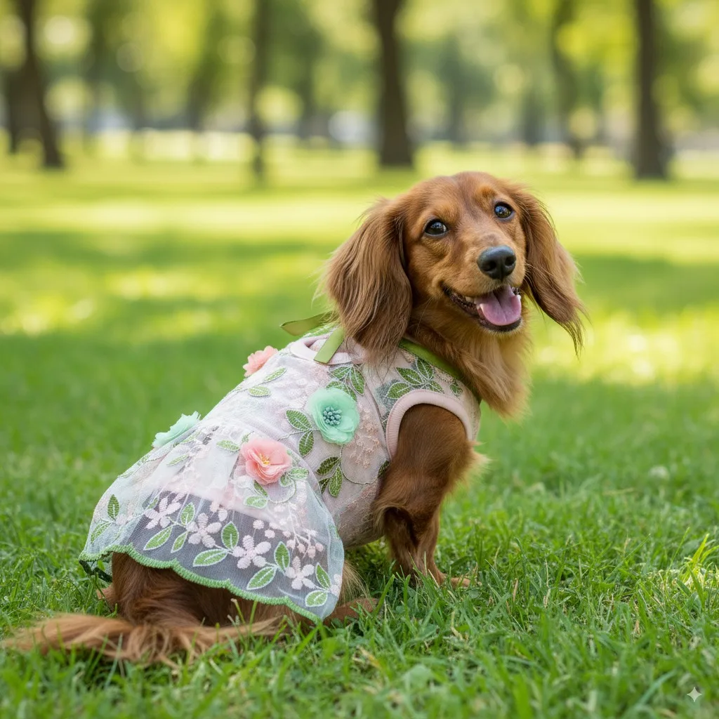 Handmade Pet Princess Dress Small Dog Cat Outfit Pink Lace Embroidery Flower Tulle Party Wedding Birthday Costume Puppy Clothes