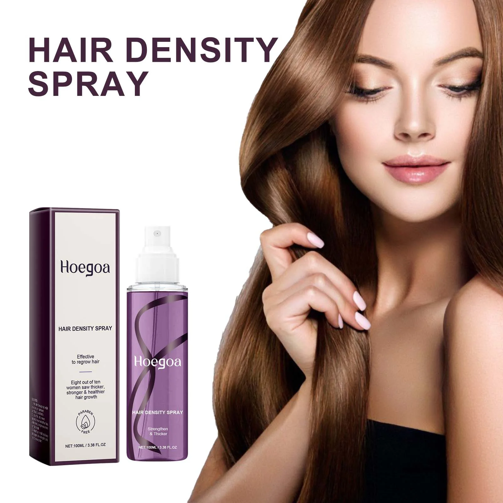 Hoegoa Hair Density Spray Effective Regrow Hair for Women & Men Saw Thicker Stronger Hair Growth Nourishing Hair Care Spray