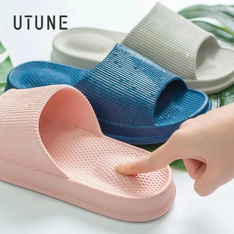 

Нескользящие массажные шлепанцы UTUNE, женская обувь для дома, ванной, мужские водонепроницаемые сандалии, сланцы для ванной комнаты