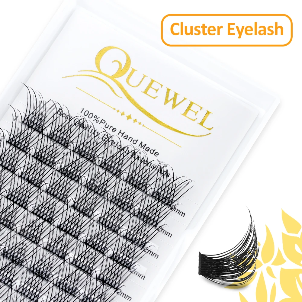 Quewel 72 Eyelash Clusters 14D-28D Russian Volume Lashes Segment Eyelashes Extension DIY Fake Lash Faux Mink Cluster Lashes