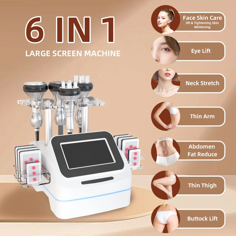 

Newest 6 in 1 Body Shaping Machine 40K Loss Weight Ultrasonic Cavitation Vacuum Slimming Device Salon Spa