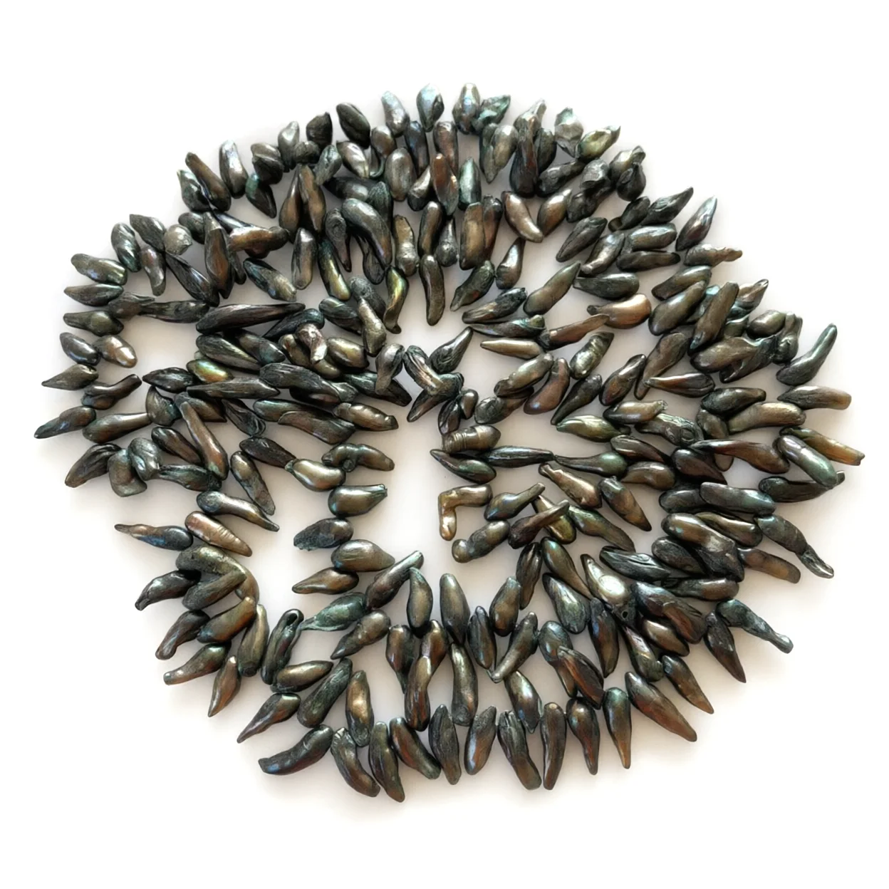48 inches 10-15mm Side Drilled Dark Green Natural Blister Pearl Necklace