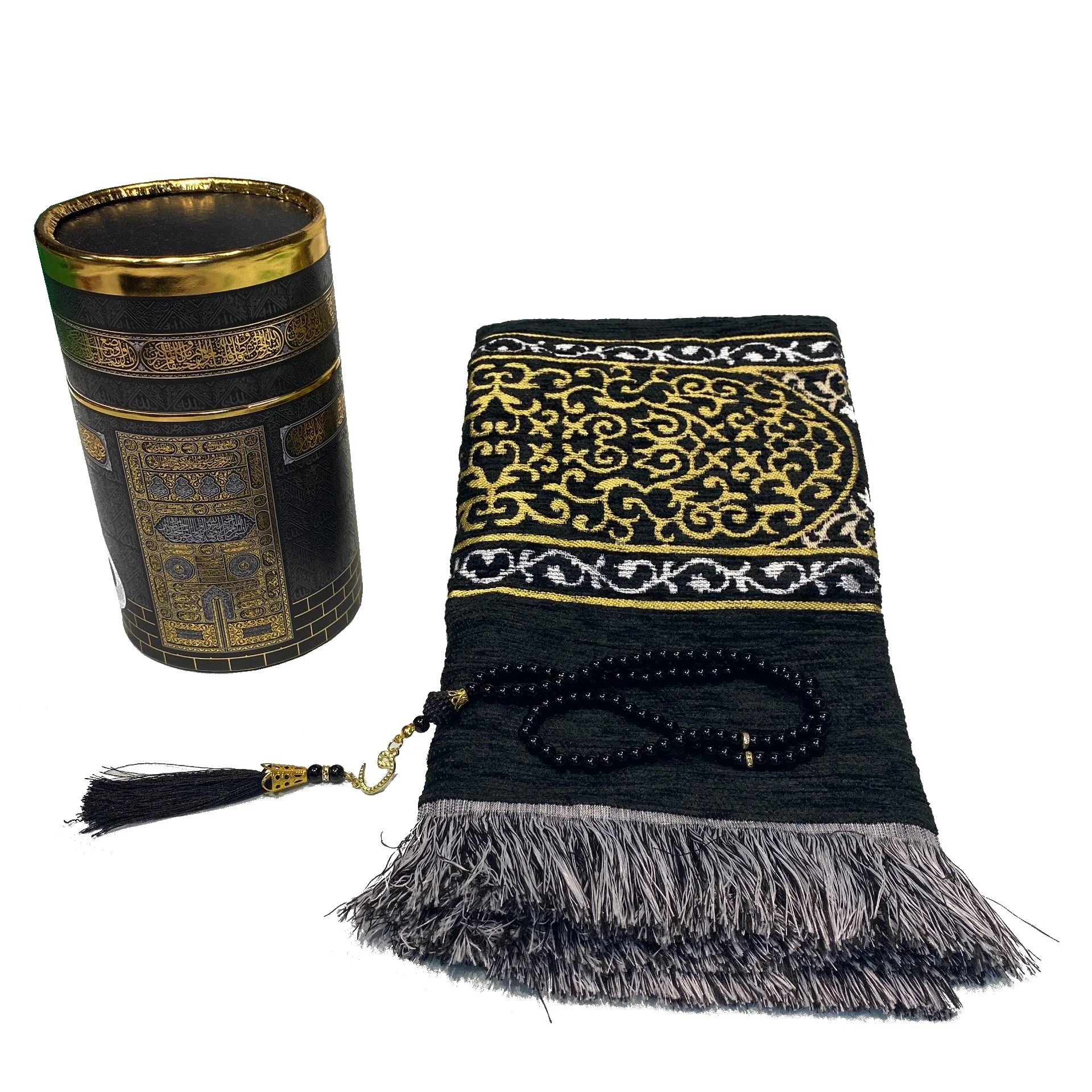 Kaba Design Gift Set, Prayer Rugs Gift Set, Prayer Mats, Sejjadah, Janamaz, Tasbeh, Cap, Islamic Gifts, Muslim Items