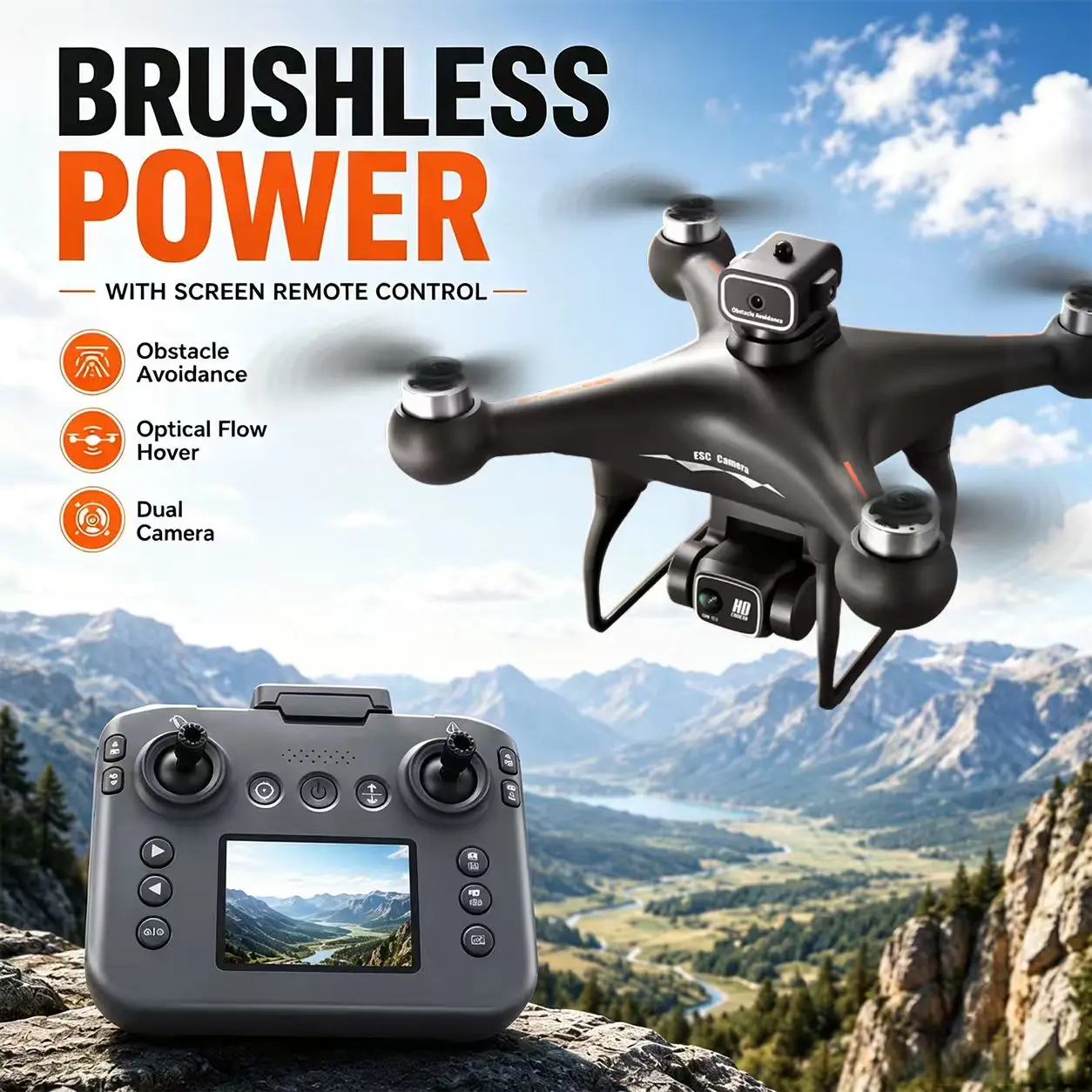 ZNLYRION RC Drone S116 Brushless Motor Long Flight Time WIFI Real Time Image Transmission Carry Bag Included