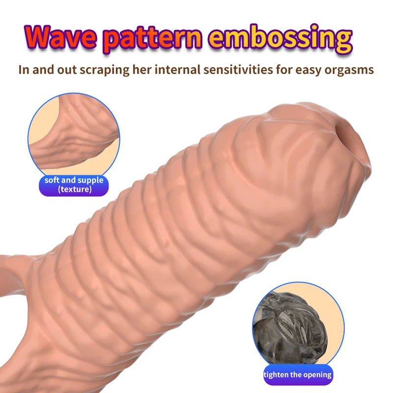 Male Realistic Penis Sleeve Extender Cock Sleeve Dick Enlargement Delay Ejaculation Cock Ring Reusable Condom Sex Toys For Men