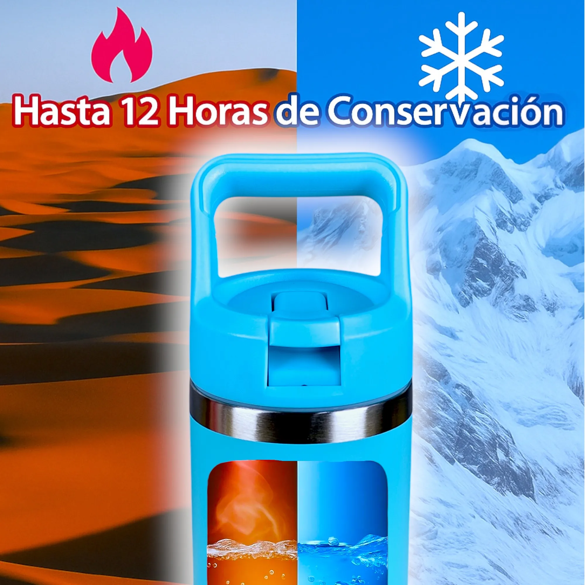 بهلوان/زجاجة/ترمس من الفولاذ المقاوم للصدأ بمقبض وقش، Fab-25، ترمس محمول، زجاجة رياضية، كوب معزول حراريًا، ترمس للمشروبات الساخنة أو الباردة، 15 لونًا مختلفًا، 600 مل. #5