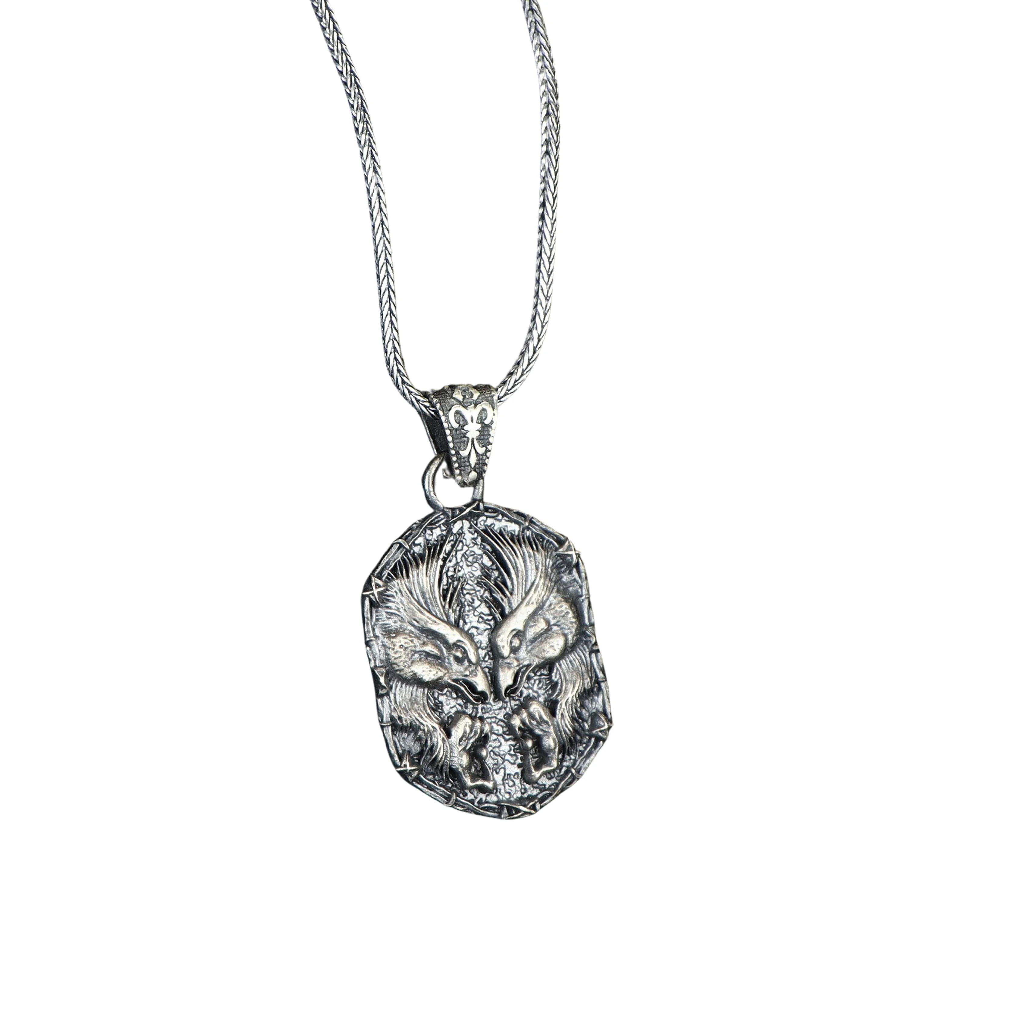 Eagle Model 925 Sterling Silver Men's Necklace Special Design