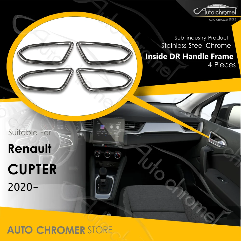 For Captur Inside Door Handle Chrome Frames, 2020- , 4 Pieces, Renault Car Accessories, Iconic, Tech, Evolution,Balance Version