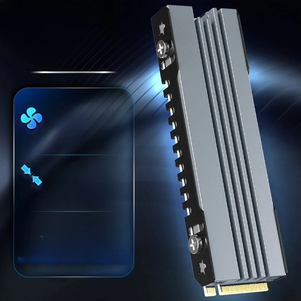 JEYI M.2 SSD dissipateur thermique, radiateur de refroidissement en aluminium NVME NGFF avec coussinet thermique en Silicone pour PC/PS5 PCIE 2280 ssd icold-007