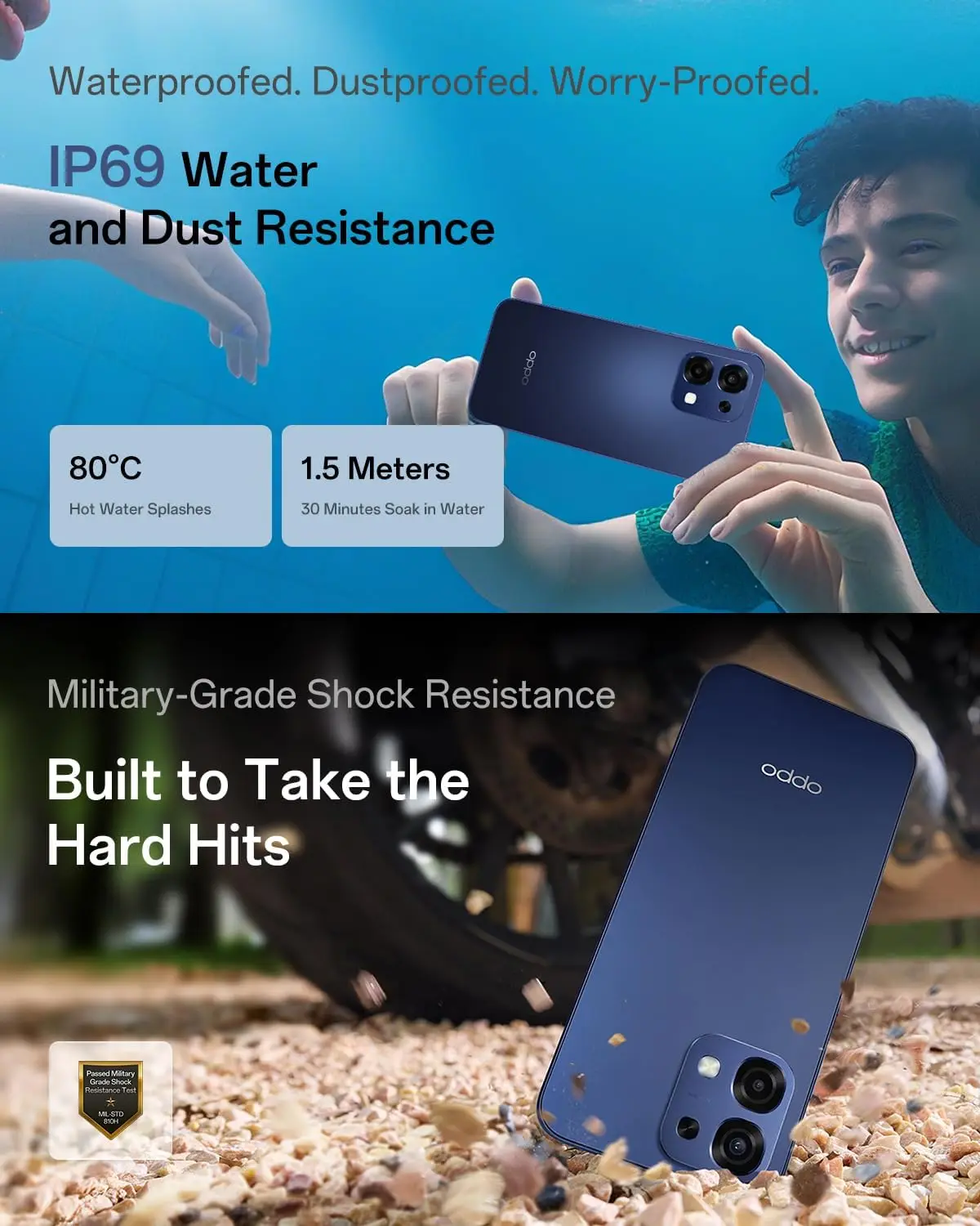 Versión UE del teléfono inteligente OPPO A6 Pro 5G, 8GB+256GB, 6500mAh, MTK Dimensity 6300, AMOLED, cámara principal con IA de 50MP, IP69 7