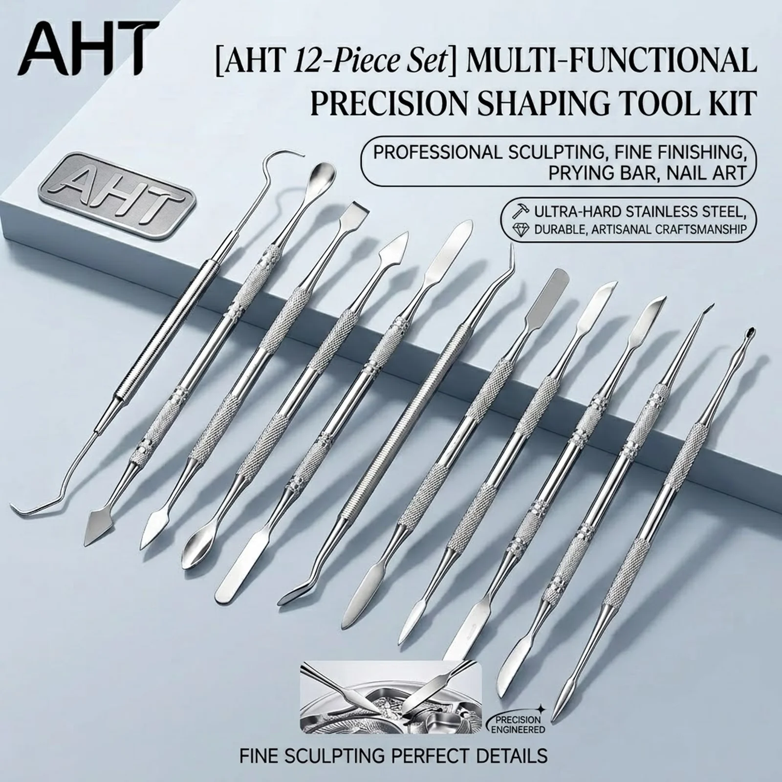

AHT 12PCS Stainless Steel DoubleEnded Wax Carving Tools 24 Tips Jewelry Making Pottery Clay Sculpting Polymer Modeling Craft Use