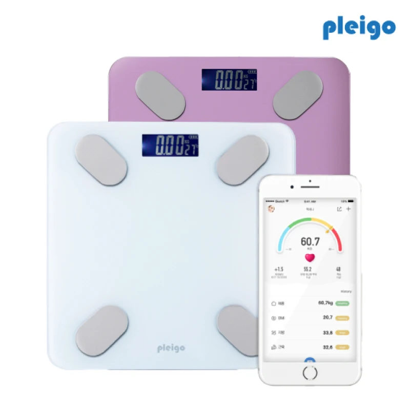 Pleigo smart weight meter, body fat measurement analysis, 12 body data, auto-storage health record, health App Interlock: P200