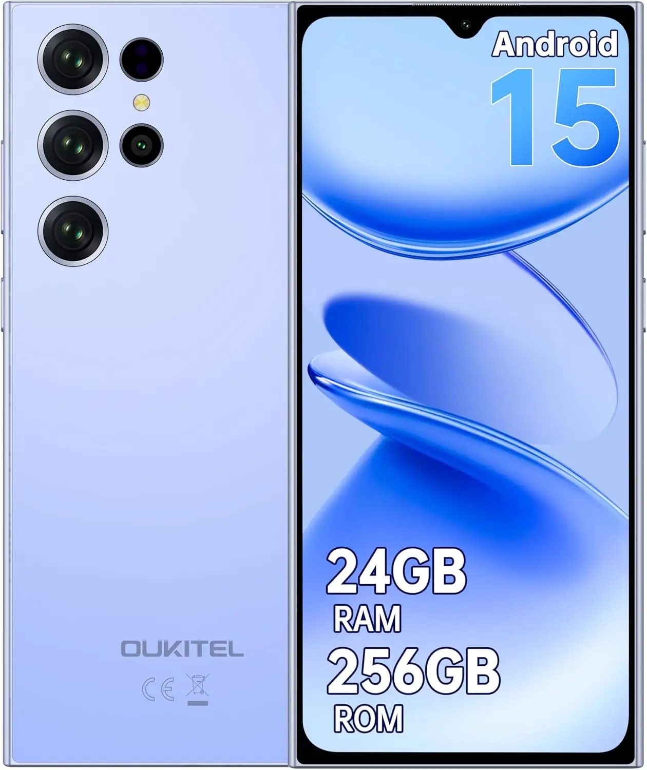OUKITEL C61 Pro Smartphone ohne Vertrag Android 15, 24GB+256GB/1TB Handy ohne Vertrag, 6,88" HD+ Bildschirm Smartphone 5150mAh, 13MP+5MP, Dual SIM 4G freigeschaltete Handys, NFC/Fingerabdruck/Face