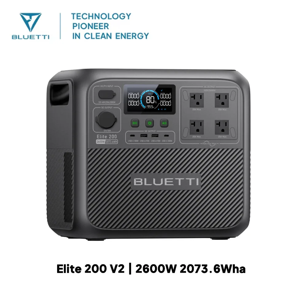 【Renew】BLUETTI Elite 200 V2 Portable Power Station 2600W 2073.6Wh High Capacity Solar Generator for Outdoor Camping view 3