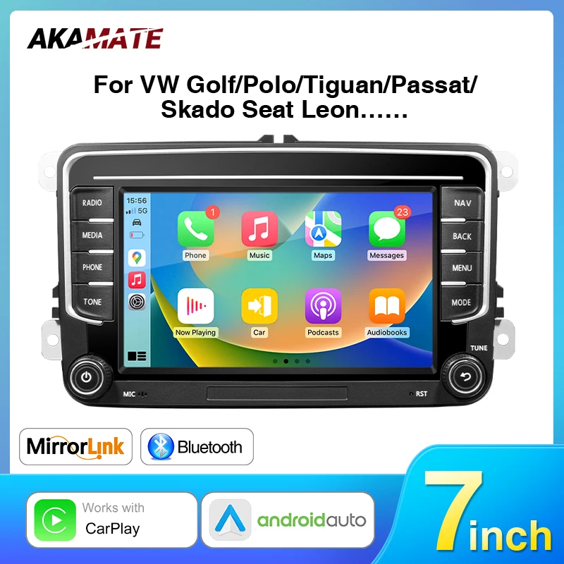 Car Radio 7inch Android13.0 CarPlay Android Auto for Volkswagen VW Passat Golf Jetta Polo Skoda Seat Bluetooth GPS FM Autoradio