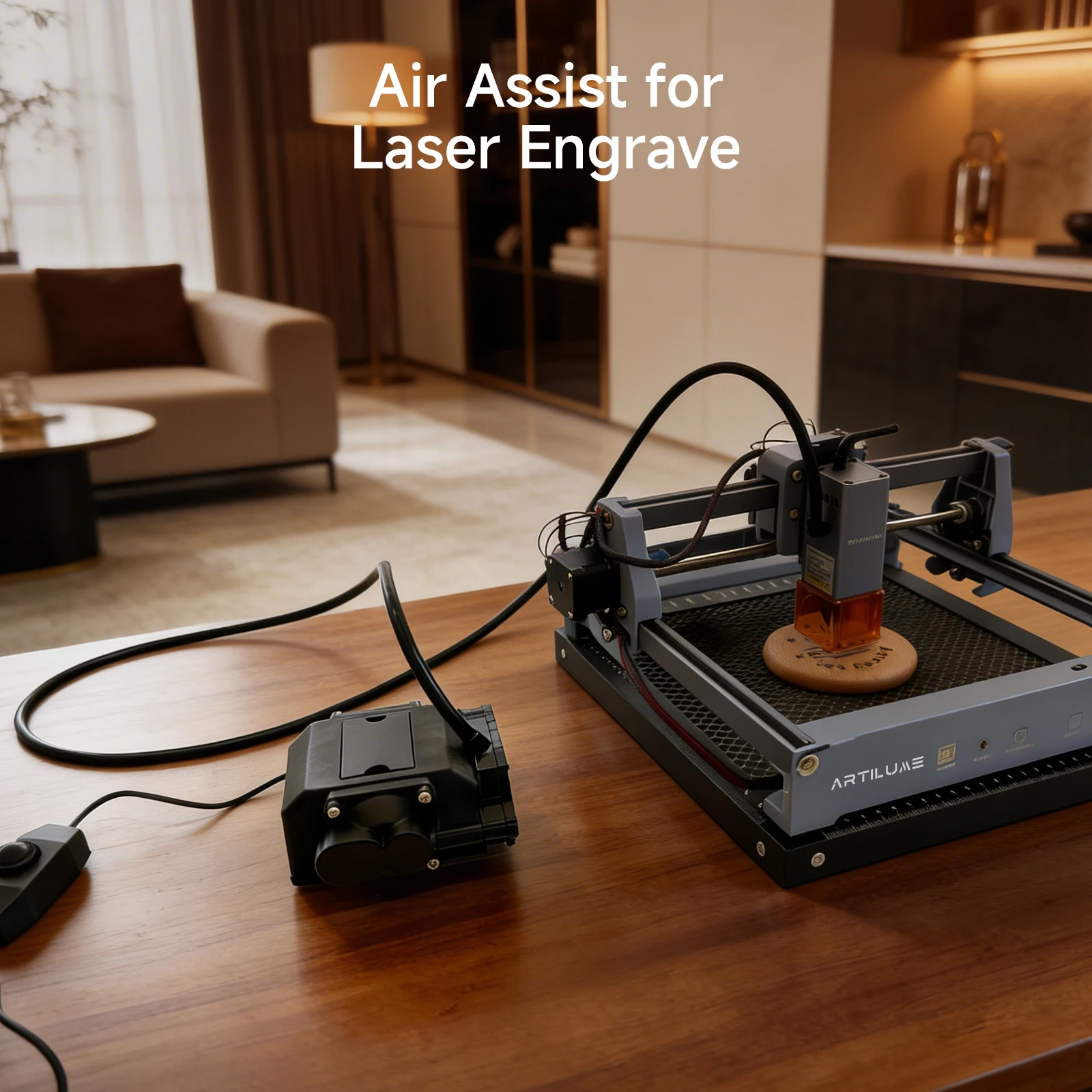 

Air Assist for U1 Laser Engraver Powerful Airflow Low Noise Air Pump with Adjustable Knob Enhanced Engraving & Cutting Effect