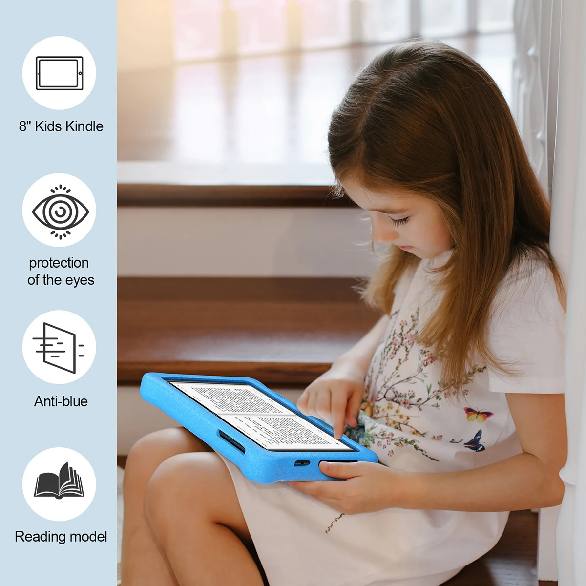 Humyig Tablet per bambini da 8 pollici Tablet per l'apprendimento Android10 processore Quad Core 2GB + 32GB 128GB espansione 5000mAh protezione per gli occhi con custodia