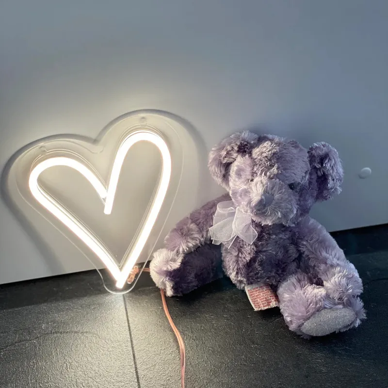 Heart Neon Sign Small Led Neon USB Light Home Room Wall Decoration Birthday Gift for Girlfriend Bedroom Decor Cute Night Light