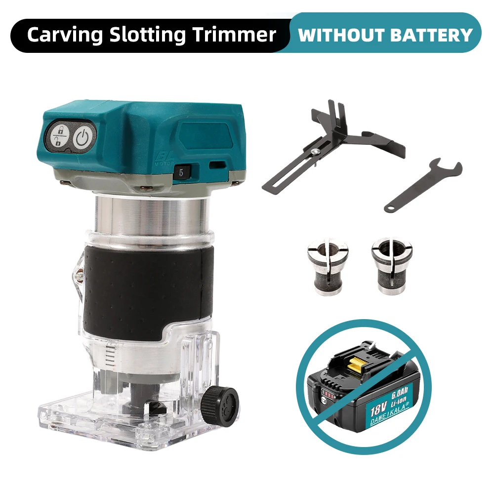 Brushless Wood Router Wood Trimmer Machine Electric Hand Trimmer Carpentry Tool Woodworking Trimming for Makita 18V No Battery