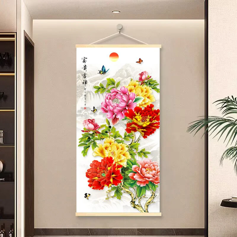 Modern Fortune and Auspiciousness Peony Entrance Hanging Painting Decoration Painting Home Decoration