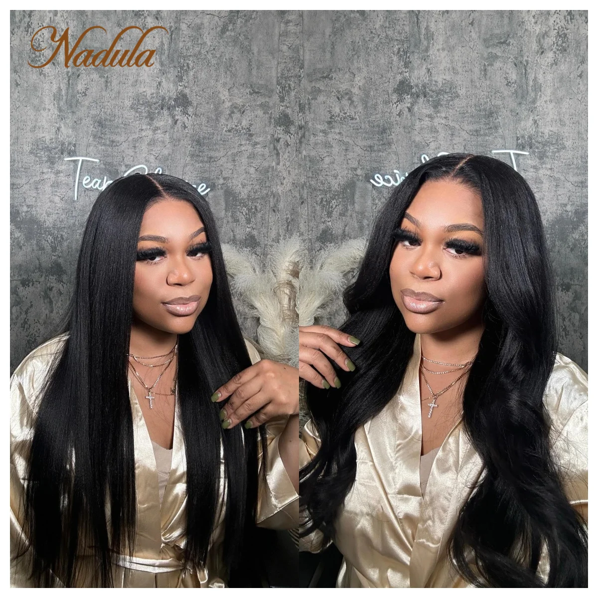 Ｎadula Hair 13x4 Pre-Cut Lace Frontal Super Secure Yaki Straight 7x5 Bye Bye Knots Wig Pre-Cut & Pre-Pluck & Pre-Bleached Wig