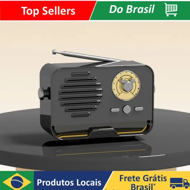 Rádio portátil Am FM, alto-falante embutido de rádio estilo retrô, cartão USB/SD/alto-falante BT, melhor efeito de recepção