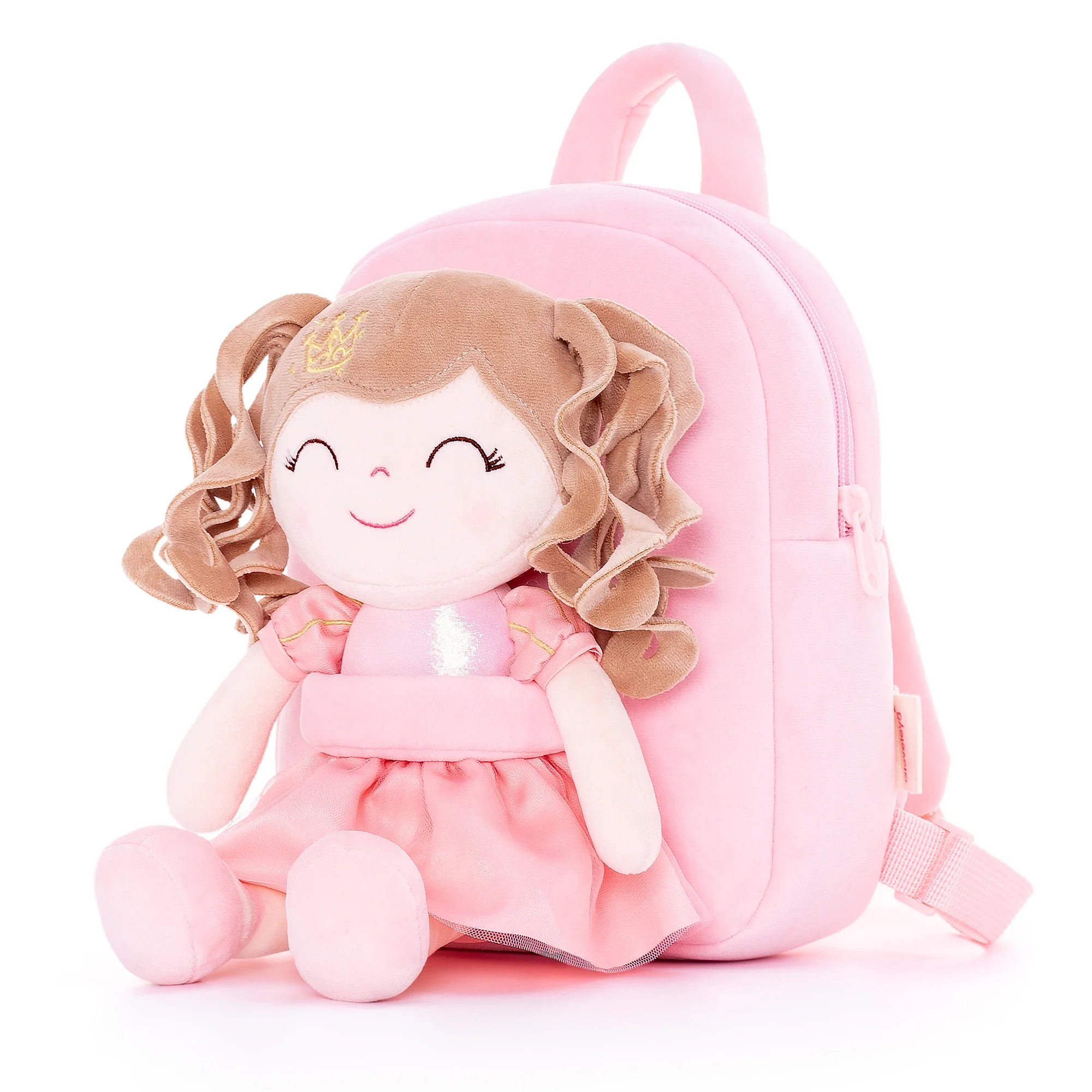 Gloveleya Backpack Plush Bag Baby Girl's BagToddler Backpacks KIds Gifts Curly Dress Doll Stuffed Rag Doll Stuffed Toys