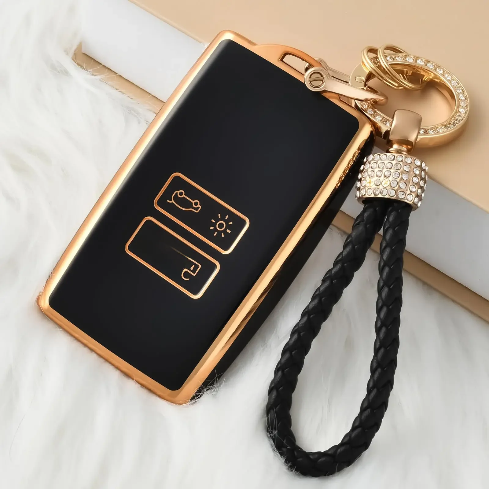 Housse de protection pour clé de voiture, avec porte-clés, pour Renault Clio Espace Master Talisman Megane Scenic Kadjar Captur Koleos Zoe Dacia Duster