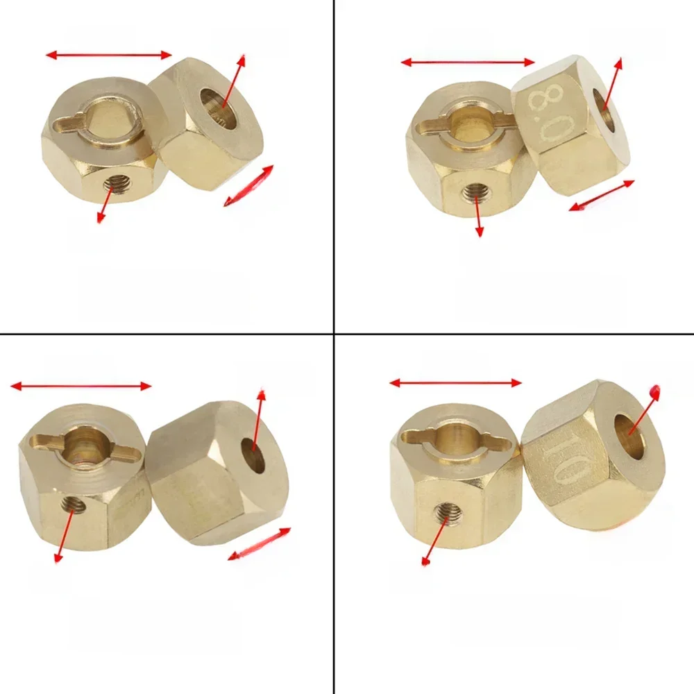 Adaptateur étendu de moyeu de roue hexagonale en laiton de 12Mm pour voiture sur chenilles Axial SCX10 III CC01 WRAITH RR10 Redcat GEN8 1/10 RC, 6Mm
