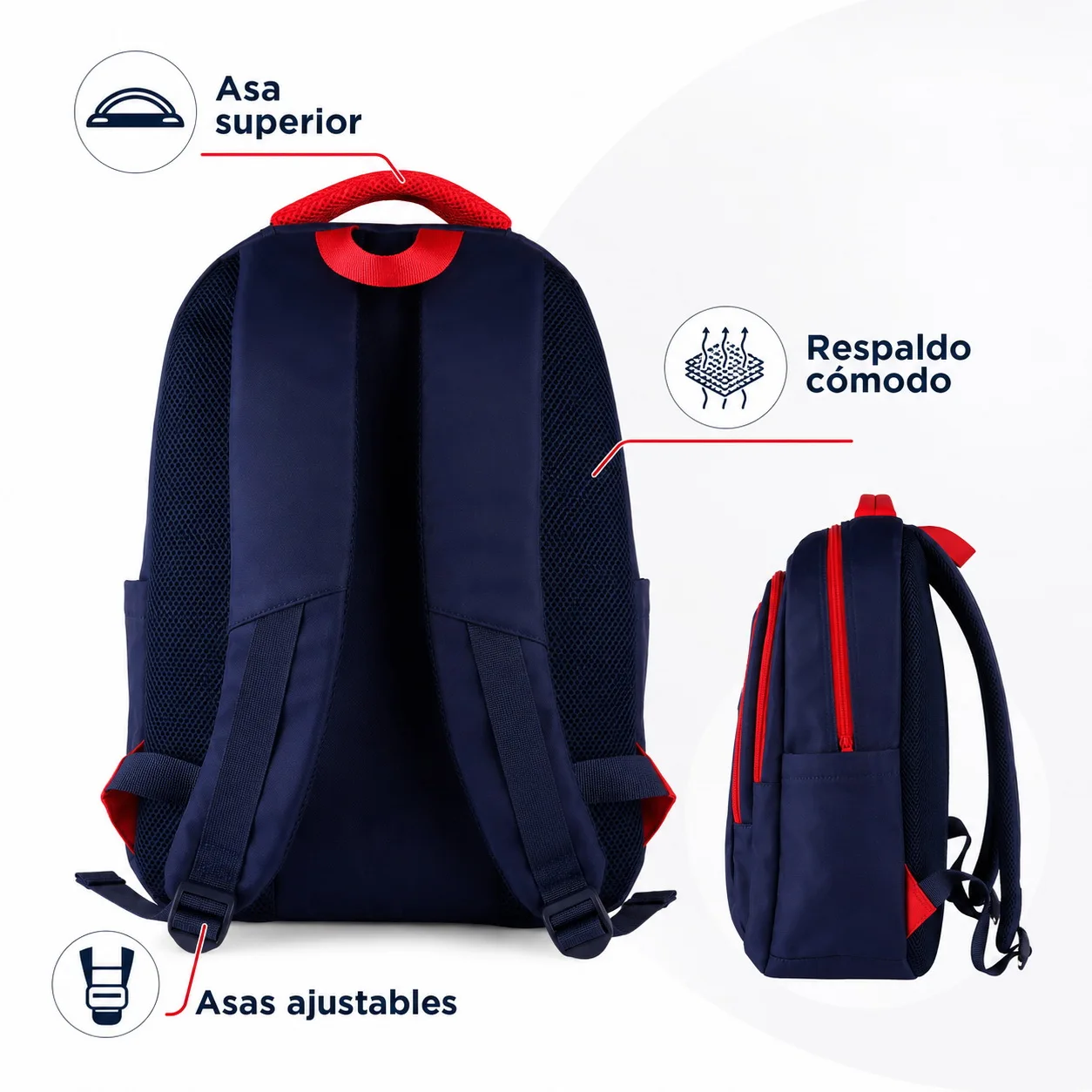 La Roja School Backpack Spanish National Football Team "La Roja", Official Licensed Product National team football backpack 43x30x18cm red and navy blue with compartments - image 3