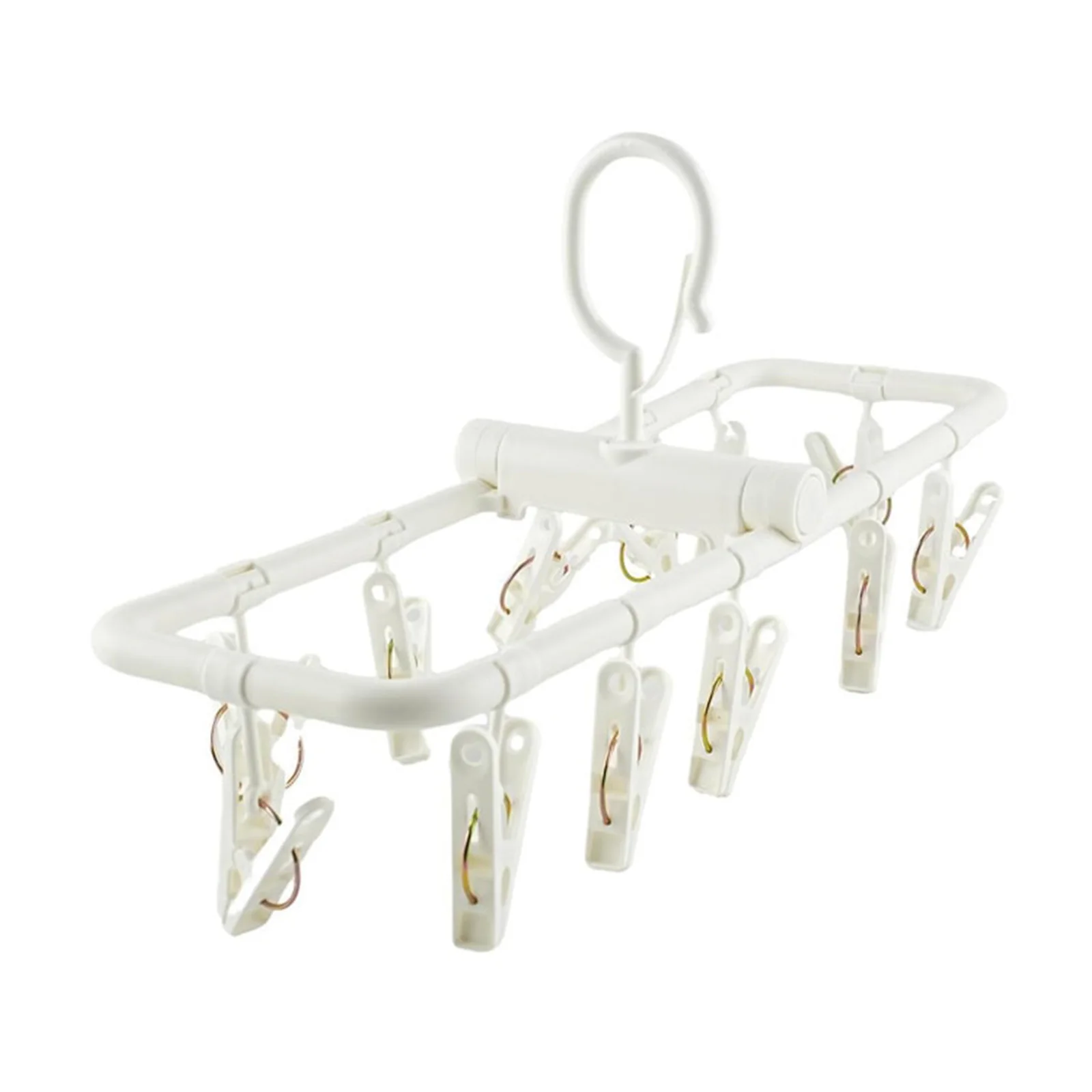 Portable Travel Clothes Drying Rack With 12 Clips, White