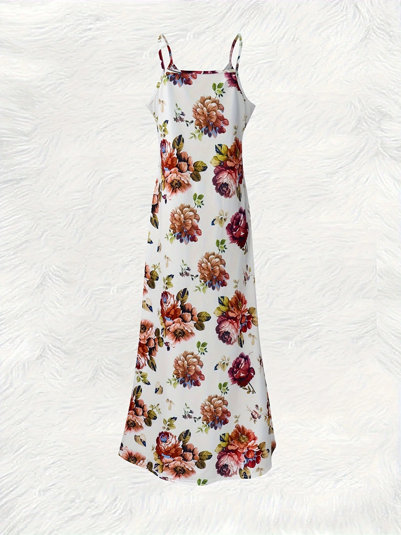 Printed Design Floral Pattern With Pink And Purple Blooms Four Seasons elegant style casual style sling dress