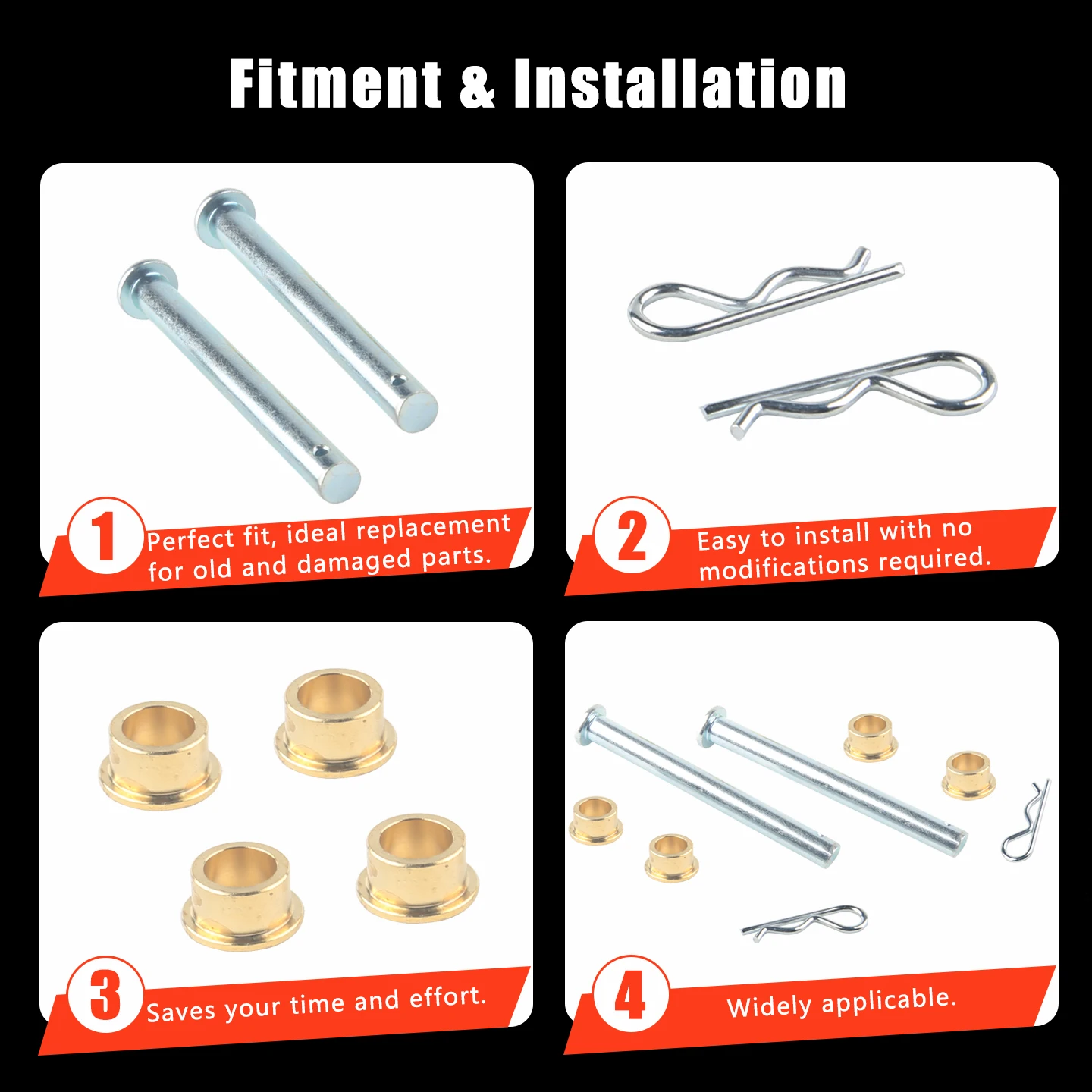 Door Hinge Pin Kit with Bushings Replace Hardware For Mustang 1979-1993 view 4