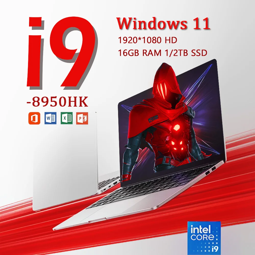 2025 Computer portatile da gioco Windows 11 Pro 14.1 Intel CORE i9 8950HK 16GB DDR4 1TB 2TB SSD 1920*1080P Notebook da gioco per ufficio