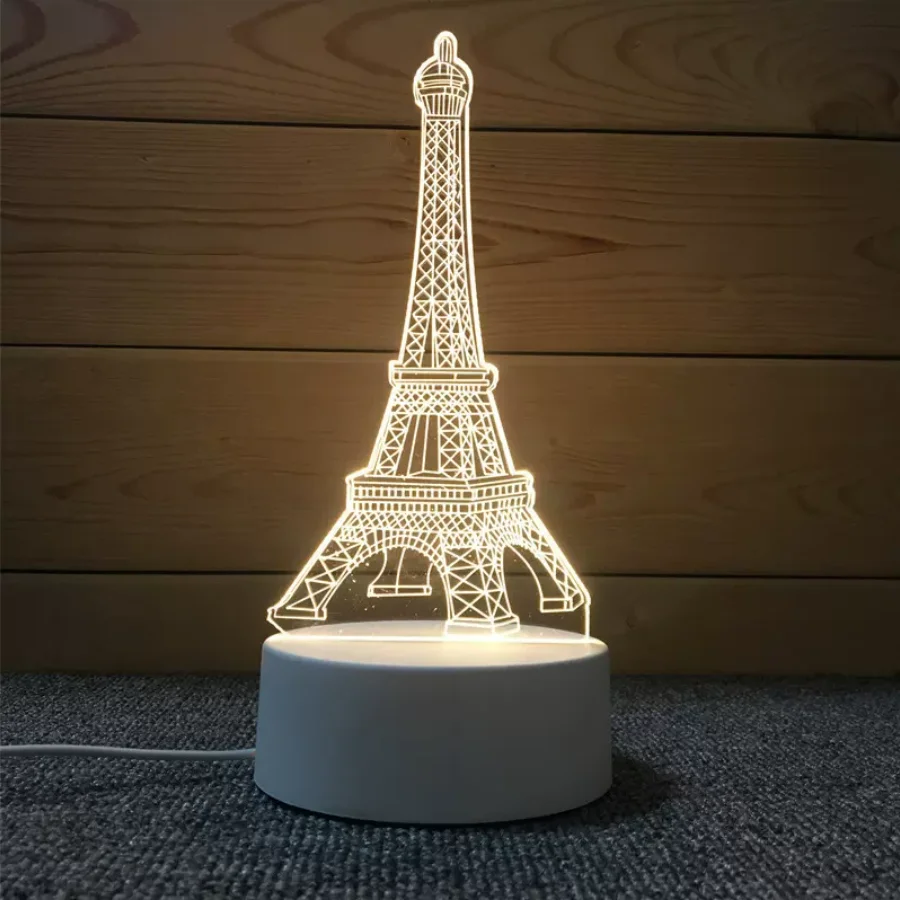 Lâmpada LED 3D de Amor Romântico para Casa e Decoração - Luz Noturna Infantil Luminária Criativa Desenhos
