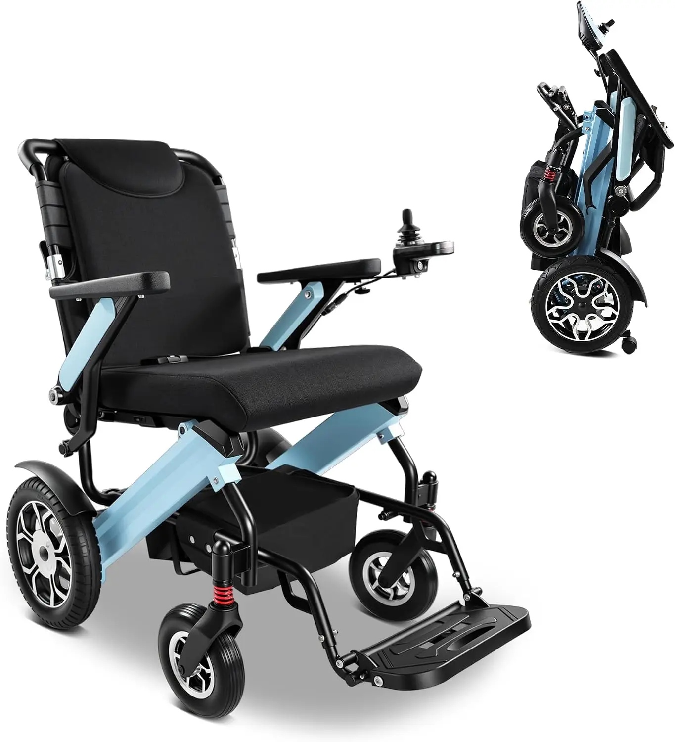 Lichtgewicht Opvouwbare Elektrische Rolstoel, Draagvermogen 150 kg, 500W Motor, 45 cm Wielen, 12Ah Accu, Actieradius 24 km, All-Terrain Elektrische Rolstoel voor Binnen, Buiten en Reizen