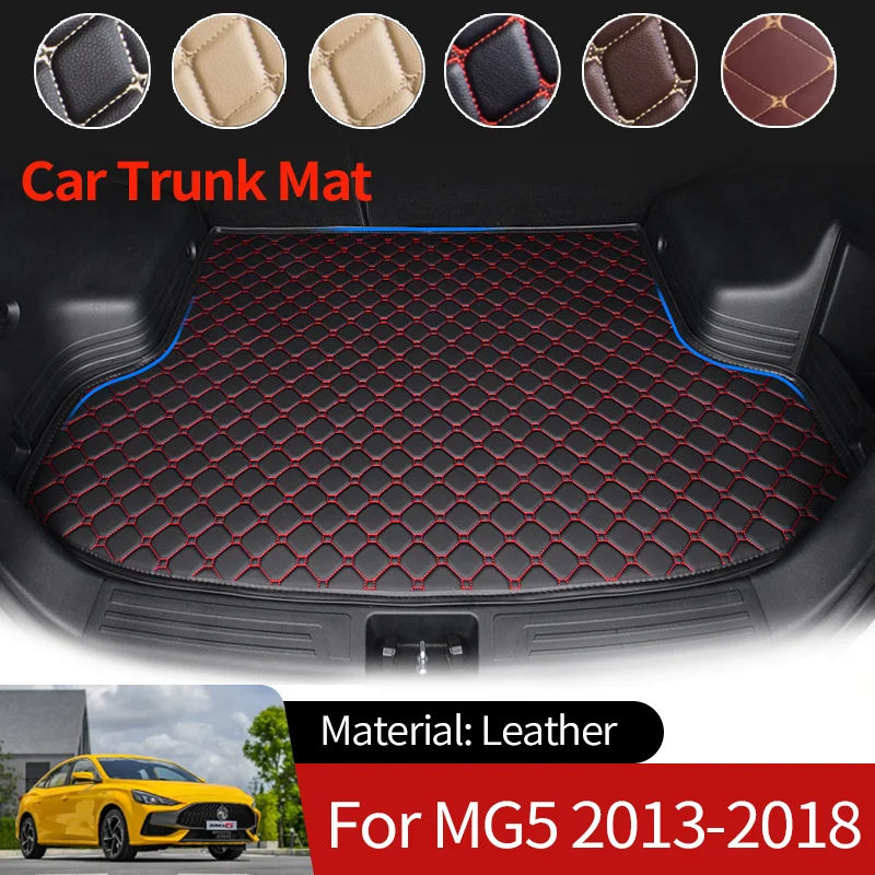 for MG5 5 GT AP12 Sedan 2013~2018 Leather Car Boot Liner Cargo Rear Trunk Mats Luggage FLoor Tray Waterproof Carpets Accessories