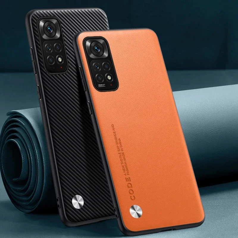 Caso luxuoso do couro do plutônio para a nota 11s 11 pro do redmi do xiaomi, tampa traseira do