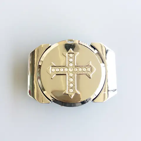 새로운 밝은 실버 라인스톤 크로스 라이터 벨트 버클 Gurtelschnalle Boucle de ceinture BUCKLE-LT026