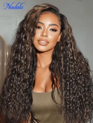 Nadula 13x4 Pre-Everything™ Lace Frontal Golden Brown Highlight Water Wave Curly Drawstring Wig Pre Plucked Pre Cut Human Hair