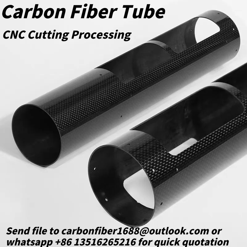 Carbon Fiber Pipe Tube Rod Cutting Processing Engraving Custom Service for Drone Arms Frame Car Roller