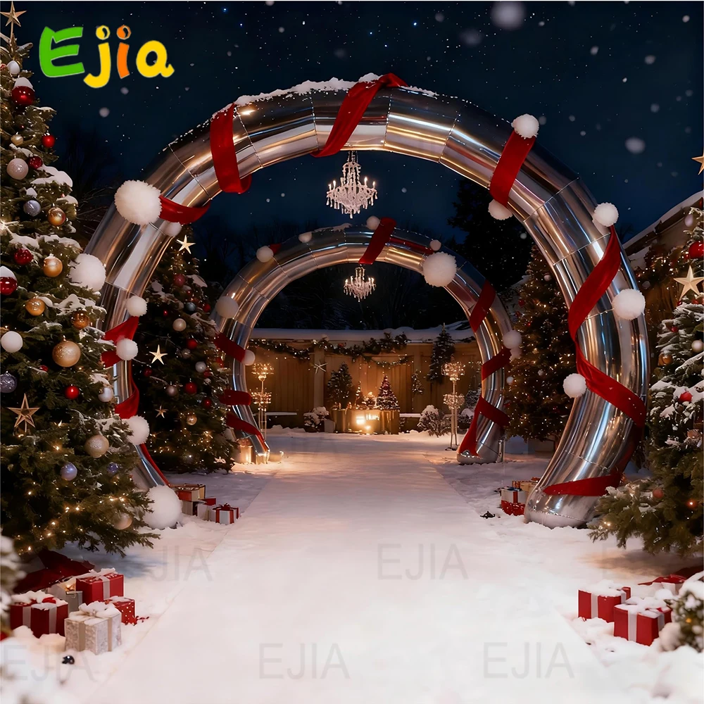 10フィートのPVCミラーインフレータブルアーチ、電動ポンプ付き、クリスマス、イベント、パーティー、セレモニー用のシルバーインフレータブルウェディングアーチ