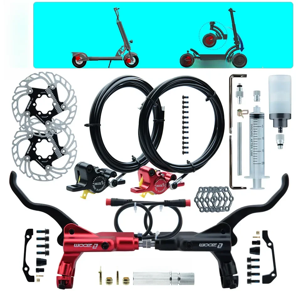 AliExpress Goodtaste ZOOM HB-875E 2-piston Right Disc Hydraulic Brake Electric Scooter Folding Mountain Bike Bicycle Power Off Black Red Split Tube