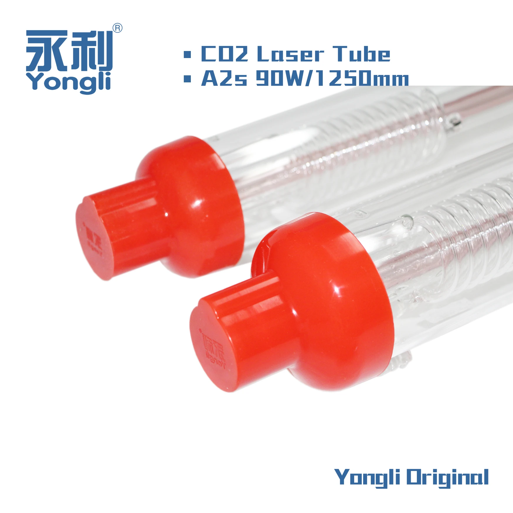 Yongli 90W CO2 Laser Tube Max Power 100W 1250mm Length Dia. 80mm for CO2 Laser Engraving Cutting Machine Rated Power 90w Tube