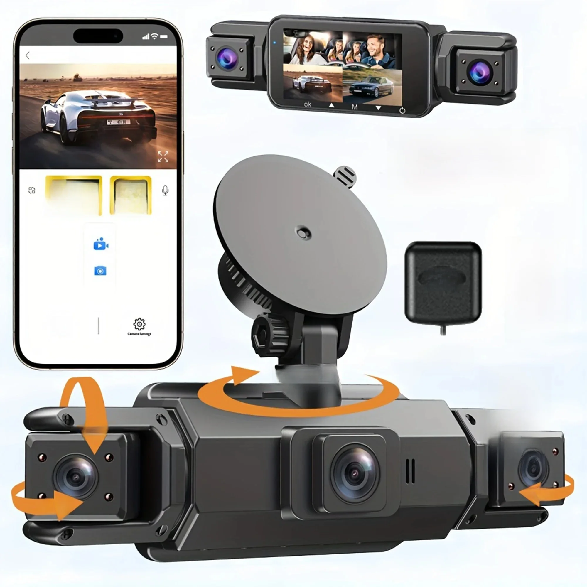 Kamera samochodowa 4CH GPS Dashcam Black Box z WiFi Night Vision DVR 360 °   Przód Lewy Prawy Tył Nagrywanie w pętli Monitorowanie parkowania 24H — zdjęcie 2